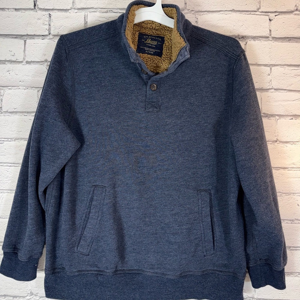 G.H. Bass & Co. Men's XL Blue 1/4 Zip Pullover Sweatshirt Fleece Lined Size XL